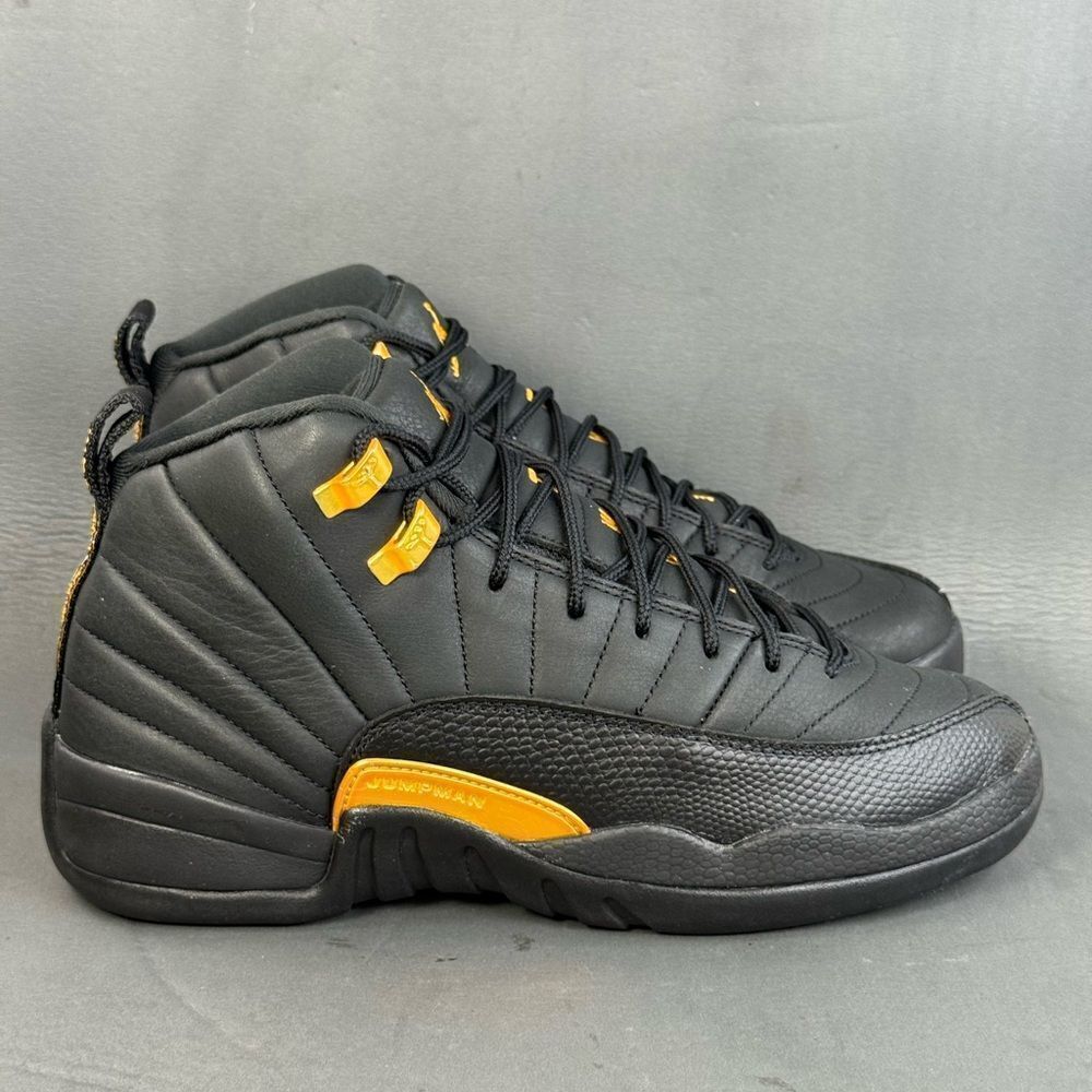 Jordan 12 Retro Mid Black Taxi athletic sneaker shoes Youth size Y6.5 (women's 8